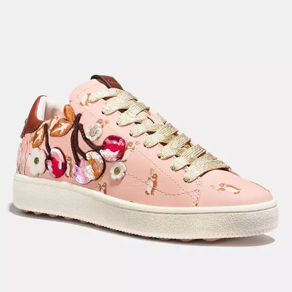 Coach Pink Cherry Embroidered Sneakers